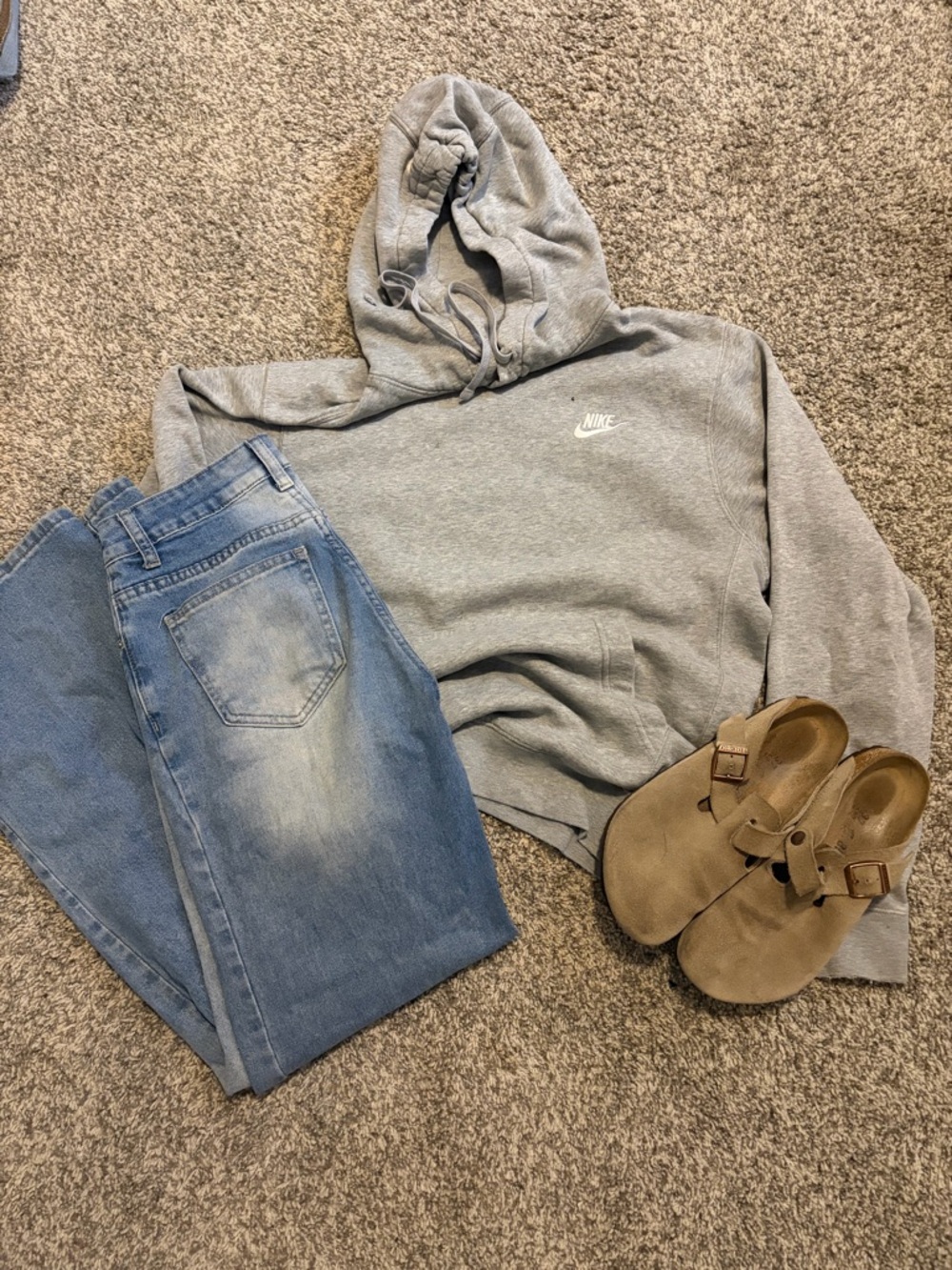 Nike Light Gray Pullover Hoodie with White Swoosh